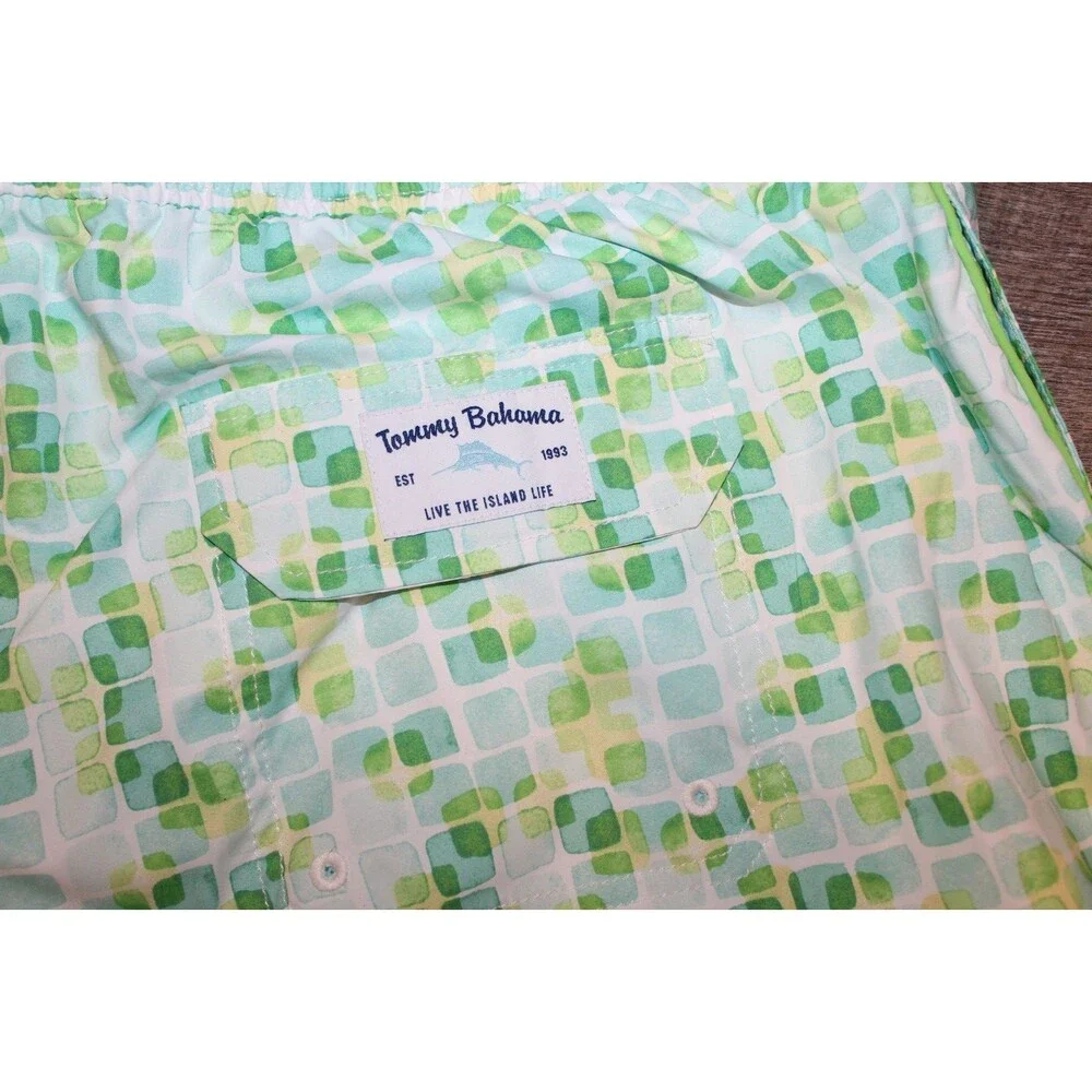 TOMMY BAHAMA Men's Big & Tall Baja Tide Swim TR Turquoise Swim Trunks 4XLB